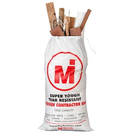 Mutual Industries 42 Gal. Contractor White Woven Reinforced Trash Bags with Drawstring Closure, 20PK 14981-10-110